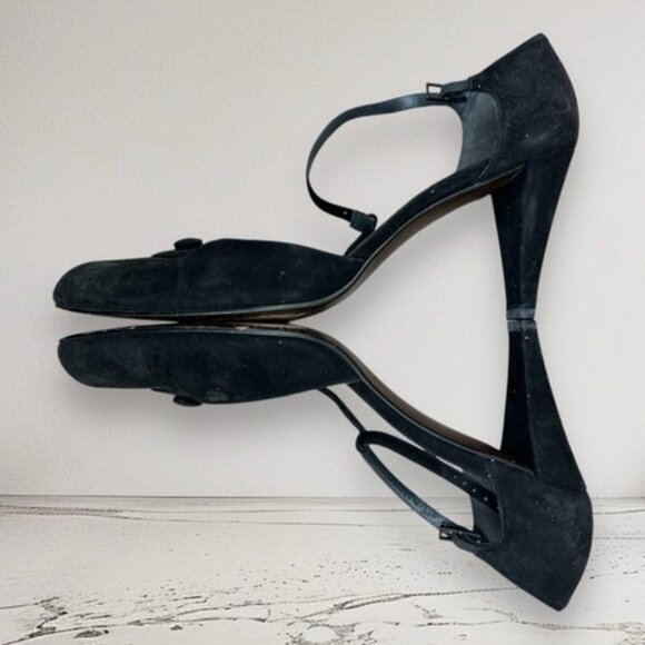 Vintage stuart weitzman Black Tie Satin Heels Shoes Size 8.5/ 39 - Picture 9 of 10